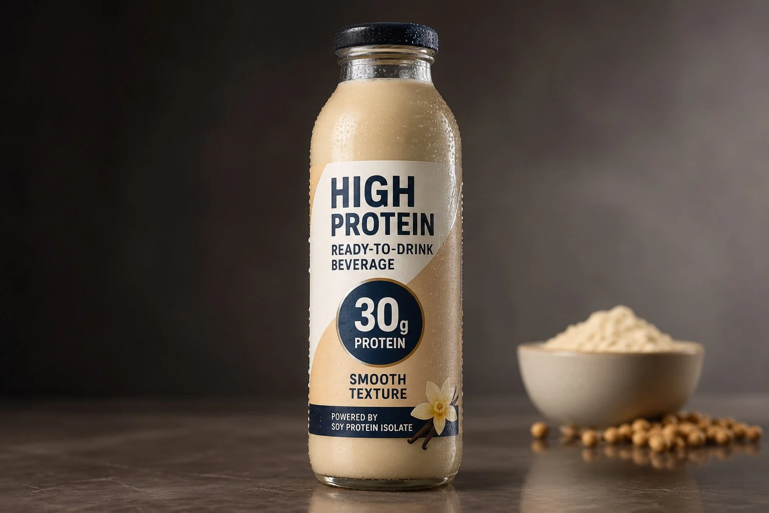 High-protein ready-to-drink soy beverage bottle powered by FYTONEX Soy Protein Isolate