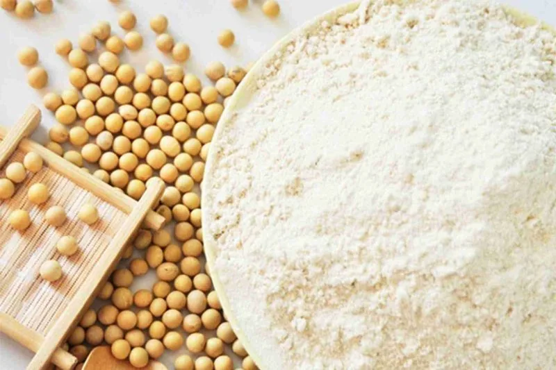 Indian-grown soybeans and Soy Protein Isolate flour on a plate