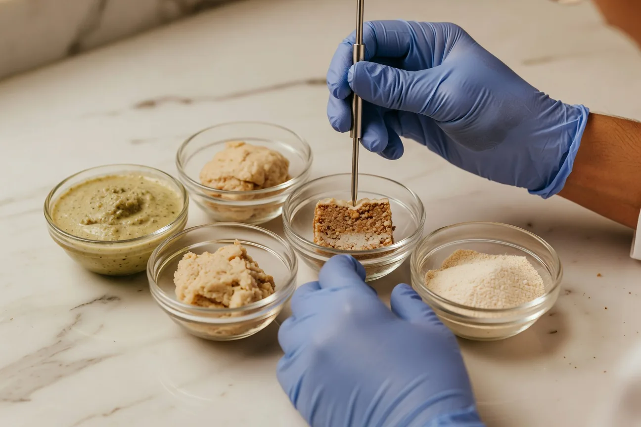 Fytomax food scientist working on a plant protein formulation in the application lab