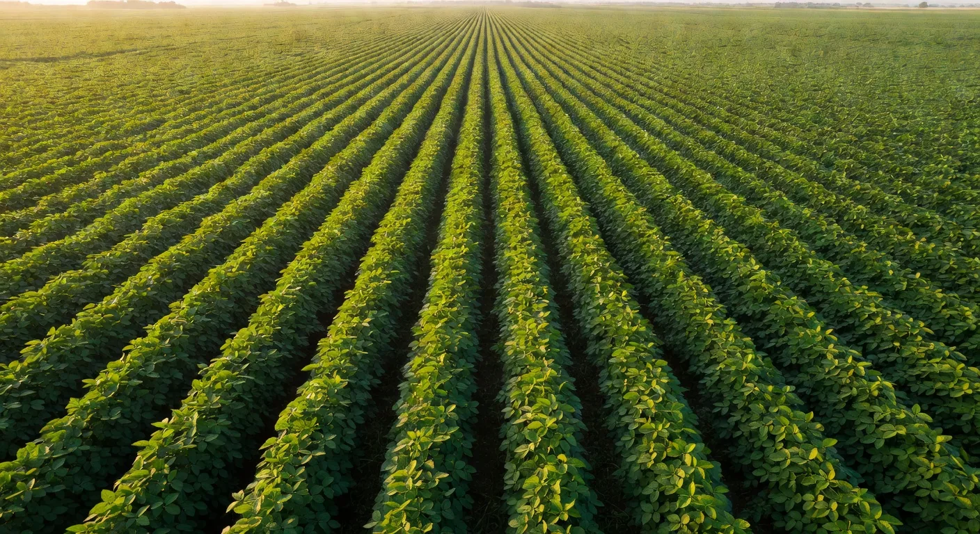Soybean field at golden hour